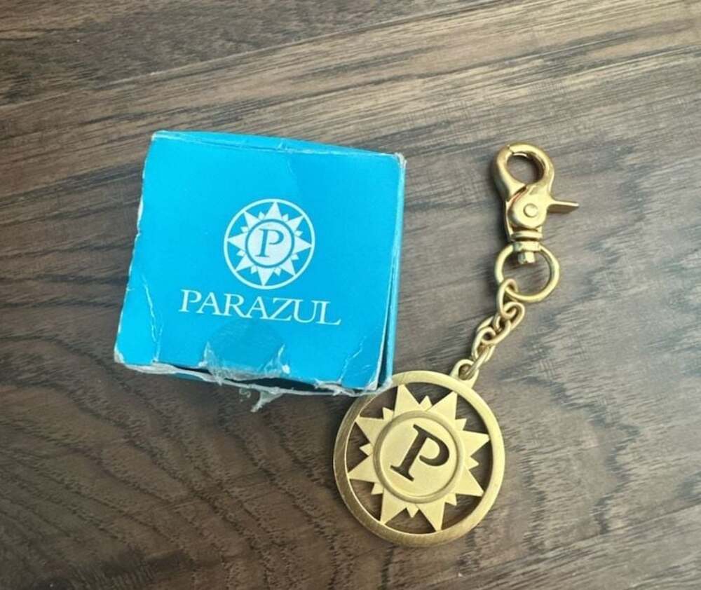 Parazul Sun Logo Letter P Metal Keychain or Bag Charm